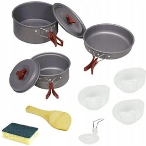 Naczynia na biwak 12 elementów aluminium